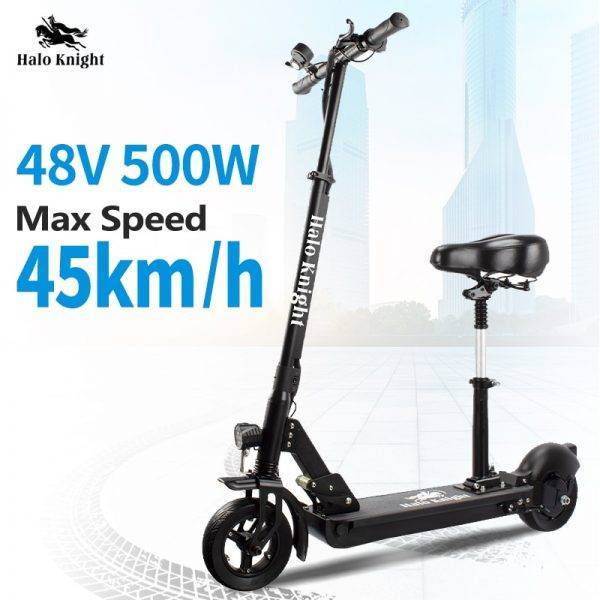 EU Stock 48V 500W Adult 45km/h Electric Scooter With Seat Halo Knight Powerful Folding E Kick Scooter With 45KM Range Battery Car & Vehicle Electronics