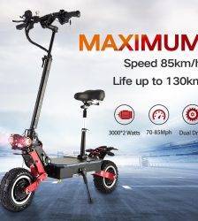 Electric Scooter Adult, 6000W Moter Fast Foldable Eletrick Scooters With Seats, big wheels, Max Speed to 85km/h, LCD Display Car & Vehicle Electronics