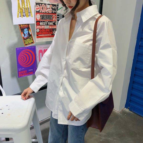 Spring Autumn Shirt Plus Size Harajuku Clothing Women Blouses Loose blusas Top Casual Retro White Shirts chemise blanche femme Blouses & Shirts WOMEN'S FASHION