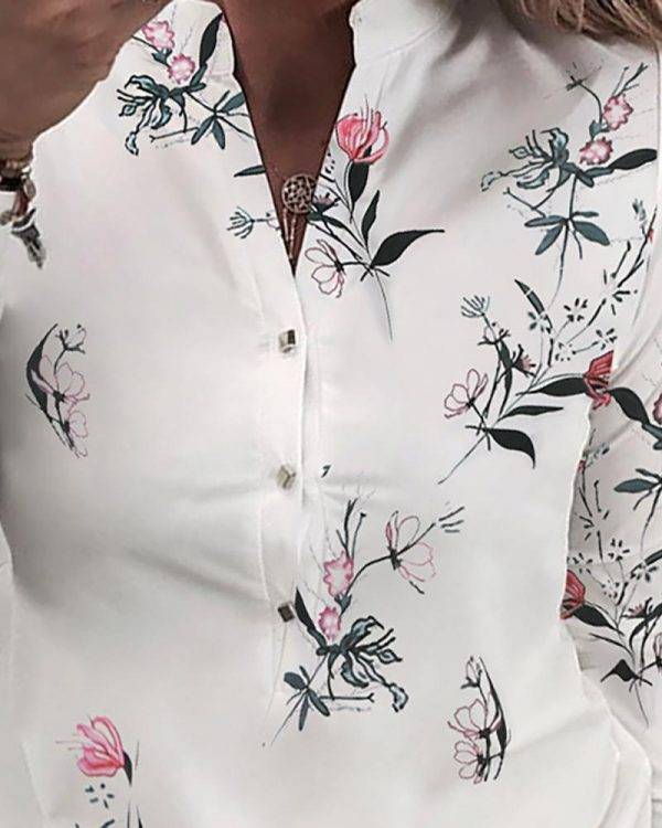 2020 New Women Shirt Floral V-neck Long-Sleeved Printed Shirt Hot Autumn Spring Female Casual Blouse Blouses & Shirts WOMEN'S FASHION