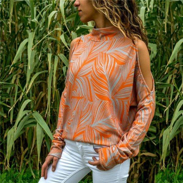 Turtleneck Knitted Blouse Shirt Women Spring Autumn Womens Tops and Blouses Clothes Fashion Shirts Top Tee Print Off Shoulder Blouses & Shirts WOMEN'S FASHION