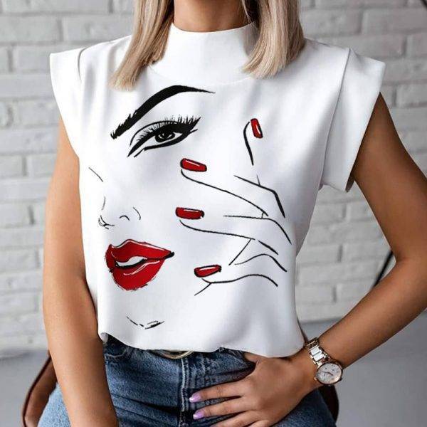 Elegant Lips Eyes Print Blouse Shirts Women O Neck Long Sleeve Office Tops 2020 Autumn Casual Streetwear Shirt Pullover Feminine Blouses & Shirts WOMEN'S FASHION