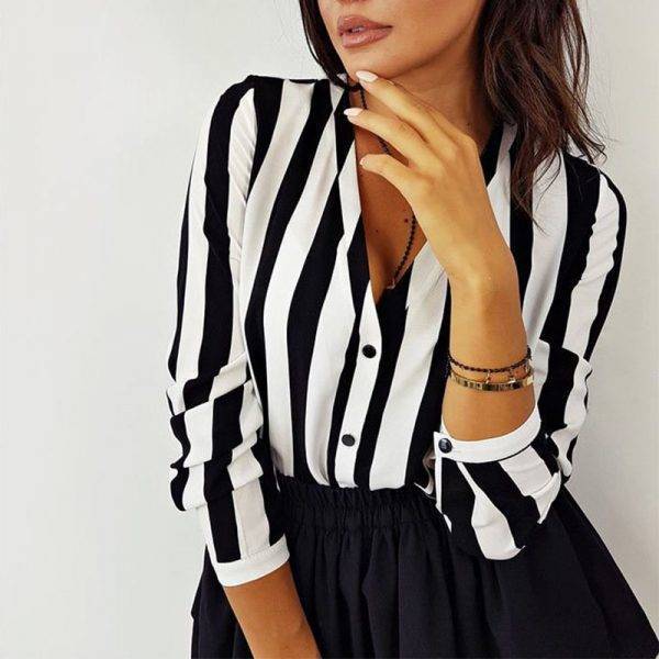 2019 New Blouse Women Casual Striped Top Shirts Blouses Female Loose Blusas Autumn Fall Casual Ladies Office Blouses Top Sexy Blouses & Shirts WOMEN'S FASHION