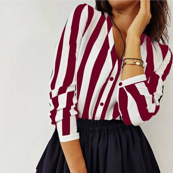 2019 New Blouse Women Casual Striped Top Shirts Blouses Female Loose Blusas Autumn Fall Casual Ladies Office Blouses Top Sexy Blouses & Shirts WOMEN'S FASHION