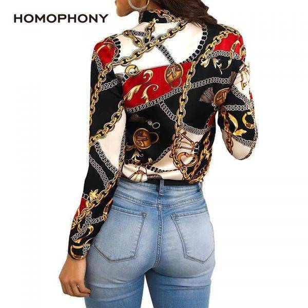 Homophony Slim Chain Women Blouses Fashion Printing Spring Autumn Blouse Shirt Elegant Casual Office Lady Streetwear Women Top Blouses & Shirts WOMEN'S FASHION