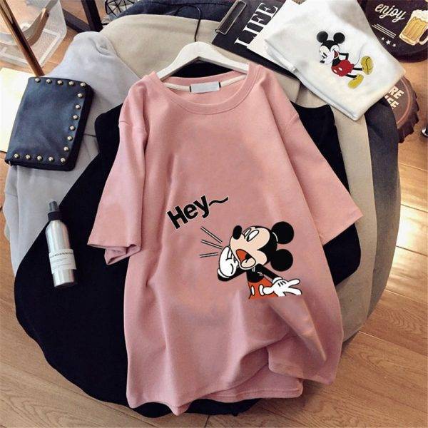 Disney Shirts Hey Mickey Mouse Print Blouses Summer Graphic Casual Female Clothes Tops Tee Korean Style Lady Fashion Shirts Blouses & Shirts WOMEN'S FASHION
