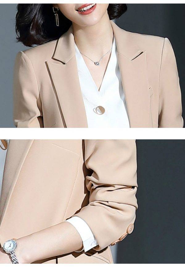 Women’s suit 2019 new autumn large size long solid color fashion suit trousers set two-piece temperament women’s clothing Pant Suits WOMEN'S FASHION