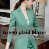 Green plaid blazer