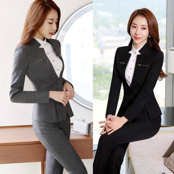 Female Elegant Business Uniform 2 Piece Set Pant Suits for Ladies Women’s Business office Work Wear Blazers Trouser Sets Jacket Pant Suits WOMEN'S FASHION