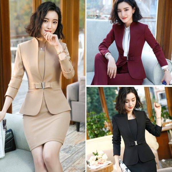 Formal Office Pant Suit For Womens Blazers Pant Set Long Sleeve Uniform Elegant Feminino Business Formal Work Suit Plus Size 4XL Pant Suits WOMEN'S FASHION