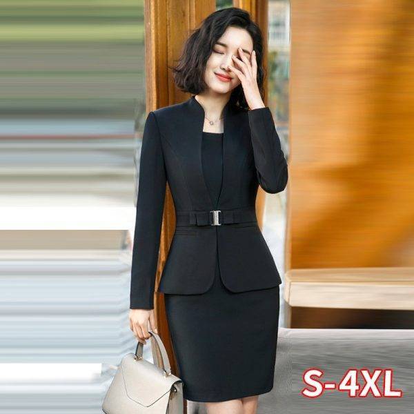 Formal Office Pant Suit For Womens Blazers Pant Set Long Sleeve Uniform Elegant Feminino Business Formal Work Suit Plus Size 4XL Pant Suits WOMEN'S FASHION