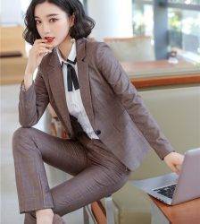 High Quality Fabric Spring Autumn Women Formal Business Suits OL Styles Professional Pantsuits Ladies Office Work Wear Blazers Pant Suits WOMEN'S FASHION