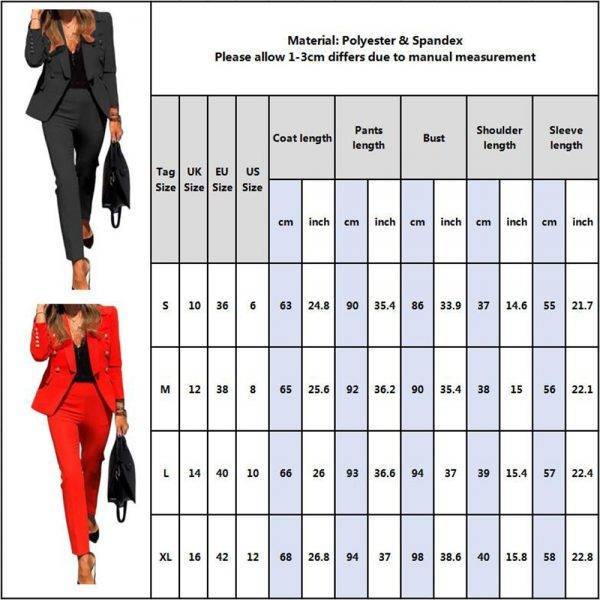 Women Suits Set Office Ladies Formal Occasion suit Business Party Buckle Blazer+Pants Two-piece Set Elegant Workplace Clothing Pant Suits WOMEN'S FASHION