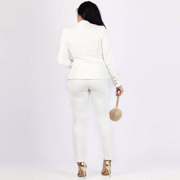 2019 Work Pant Suit OL 2 Piece Set for Women Business Interview Suit Set Uniform Blazer Pencil Pant Office Lady Suit Black White Pant Suits WOMEN'S FASHION