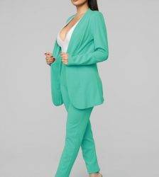 New Spring Fall Female Solid Candy Color V Neck Sexy Blazer Pant 2 Piece Suit Outwear Lady Casual Slim Elegant Women’s Suits Pant Suits WOMEN'S FASHION