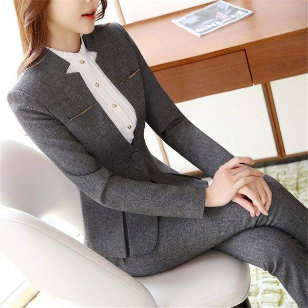 Formal Pant Suits Women Office Lady 2 Piece Set Pants Blazer Female Business Work Trousers Jacket Elegant Uniform Plus Size 2020 Pant Suits WOMEN'S FASHION