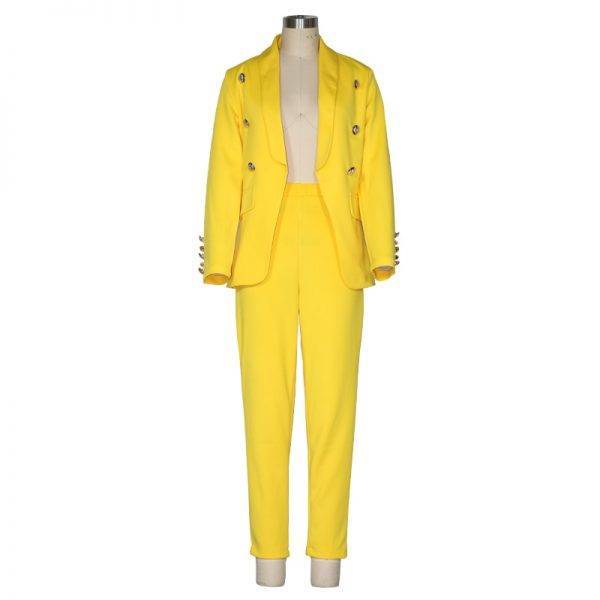 2020 Winter Women Set Notched Full Sleeve Blazers Pencil Pants Suit Office Lady Two Piece Set Tracksuits Casual Outfits GL806 Pant Suits WOMEN'S FASHION