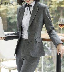 2020 Spring Formal Pant Suits for Women Office Lady Uniform Business Work Blazer Set Professional Pantsuits Female Plus Size 4XL Pant Suits WOMEN'S FASHION