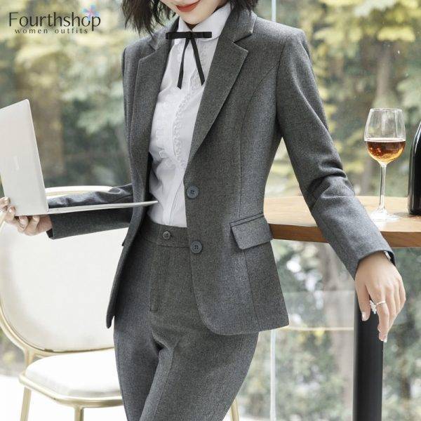 2020 Spring Formal Pant Suits for Women Office Lady Uniform Business Work Blazer Set Professional Pantsuits Female Plus Size 4XL Pant Suits WOMEN'S FASHION