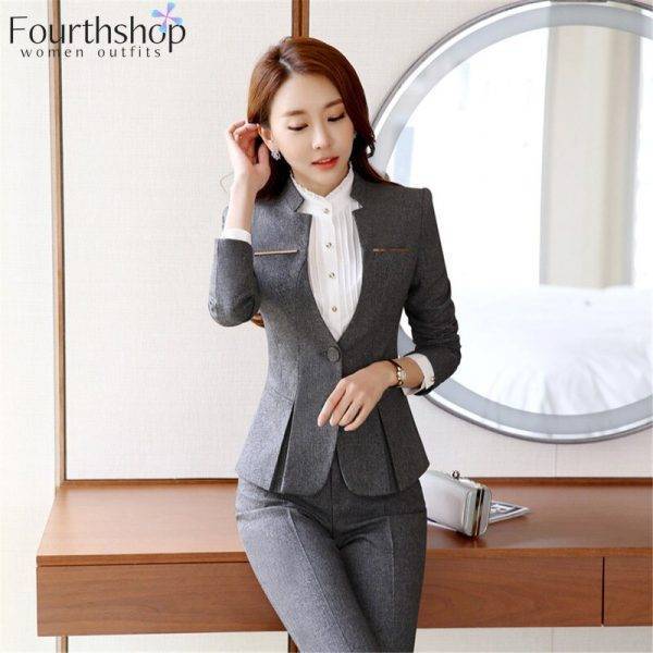 Women Formal Suits Office Lady Work Wear Uniform Design Autumn Winter Pants Blazer Set Fashion Plus Size Jacket Suit Female 2020 Pant Suits WOMEN'S FASHION