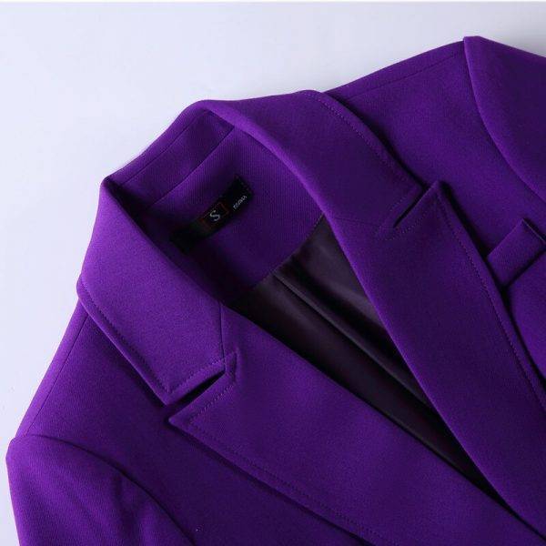 Purple Belt Women Winter Suit Slim Temperament Long Sleeve Blazer and Pants Office Ladies Fashion Business Work Wear Pant Suits WOMEN'S FASHION