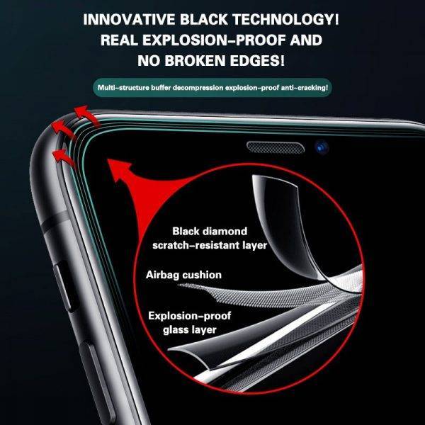 3PCS Full Cover Protective glass on For iPhone 11 12 Pro Max tempered Glass On iPhone X XR XS Max Screen Protector Curved Edge Cell Phones & Accessories Mobile Phone