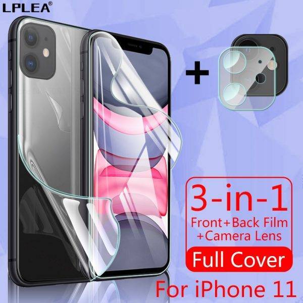 Full Cover For iPhone 11 Screen Protector 7 8 Plus Hydrogel Film For iPhone 11 Pro Back Film XR XS MAX X Camera Tempered Glass Cell Phones & Accessories