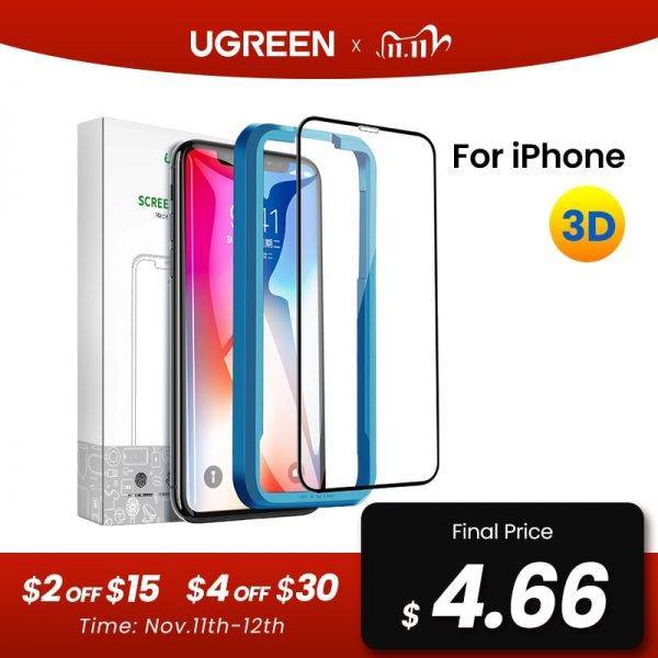 Ugreen For iPhone 7 X XS Protective Glass On iPhone 7 6 Plus XS Max 11 Pro Max 6s 8 Plus XR 3D Screen Protectoor Tempered Glass Cell Phones & Accessories Mobile Phone